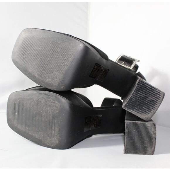 Simmi London Adley Heel in Black Satin Chunky Platform US 8 - Picture 5 of 12